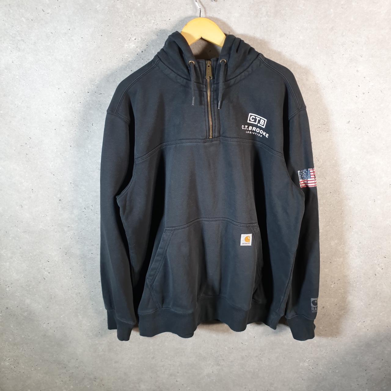 Vintage Carhartt Rain Defender Hoodie Men’s XL Black 1/4 Zip Pullover USA Original Fit