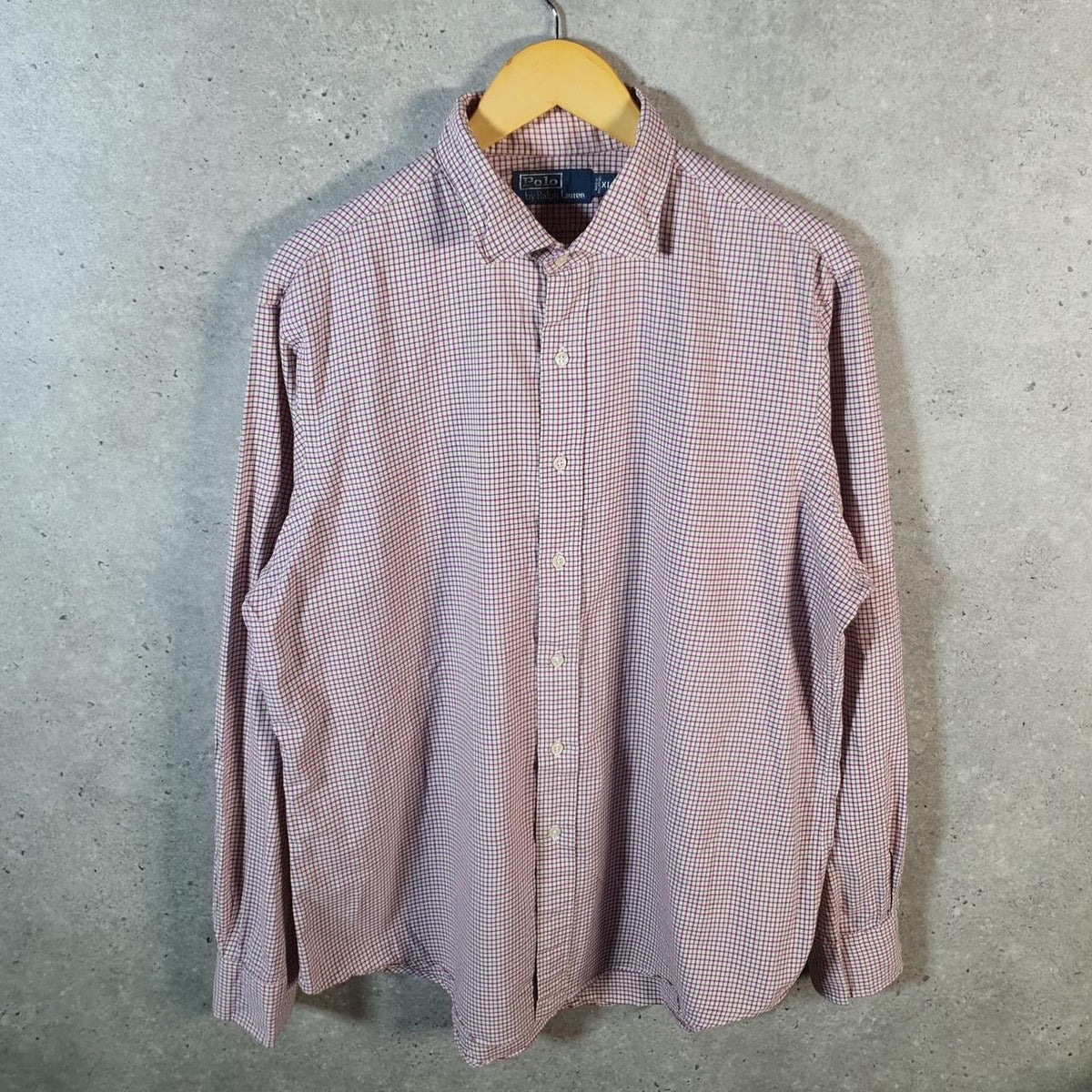 Vintage Ralph Lauren Button Down Shirt Men’s XL Pink Checkered Classic Fit Cotton