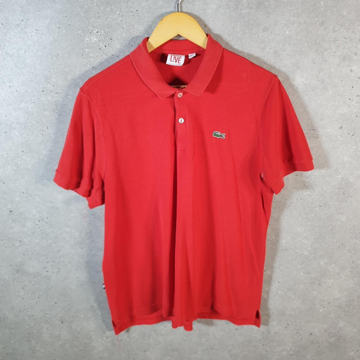 Vintage Lacoste Polo Shirt Men’s Medium Red Regular Fit Embroidered Logo
