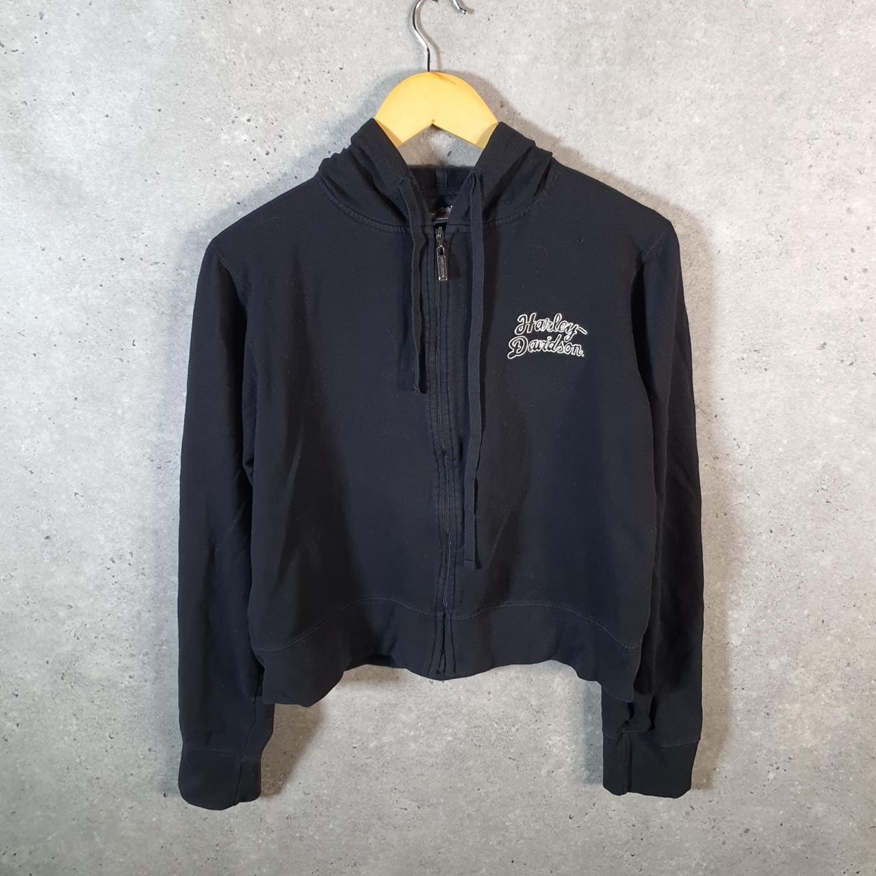 Vintage Harley Davidson Angel Wings Hoodie Womens Large Black Full Zip USA