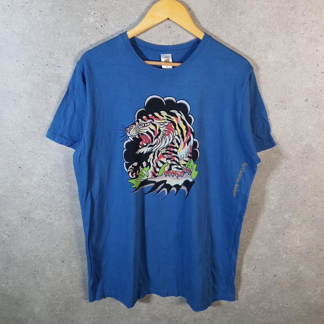 Vintage Ed Hardy T Shirt Men’s XL Blue Christian Audigier Love Heart Graphic Skull Y2K