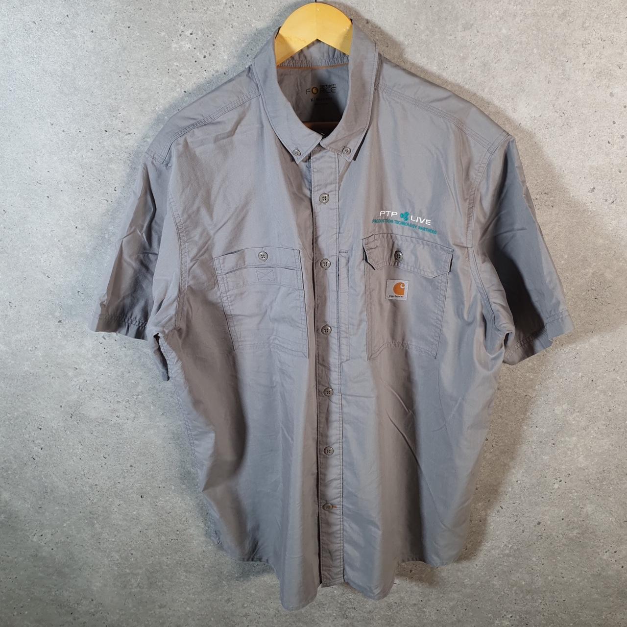 Vintage Carhartt Shirt Button Down Mens XL Grey Short Sleeve Utility Relaxed Fit