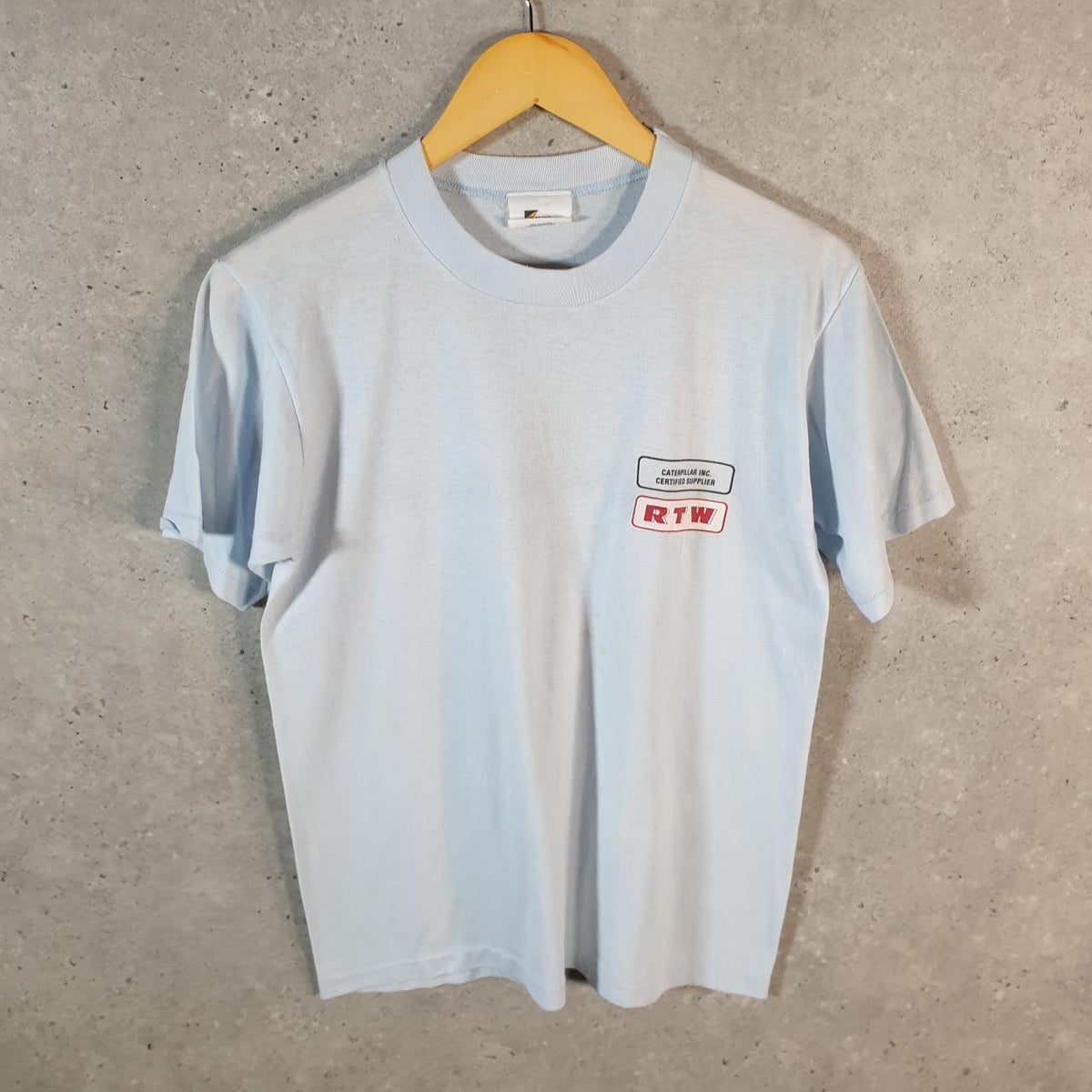 Vintage K Brand Caterpillar Tools Graphic 90s USA Single Stitch T Shirt Men’s Medium Blue