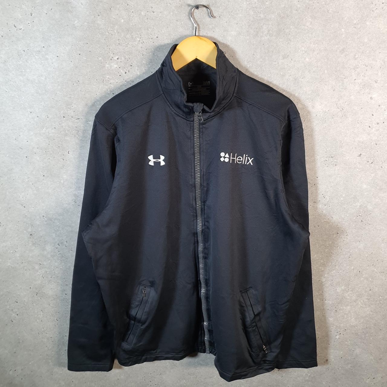 Vintage Under Armour Cold Gear Windbreaker Track Jacket Mens Medium Black USA Full Zip