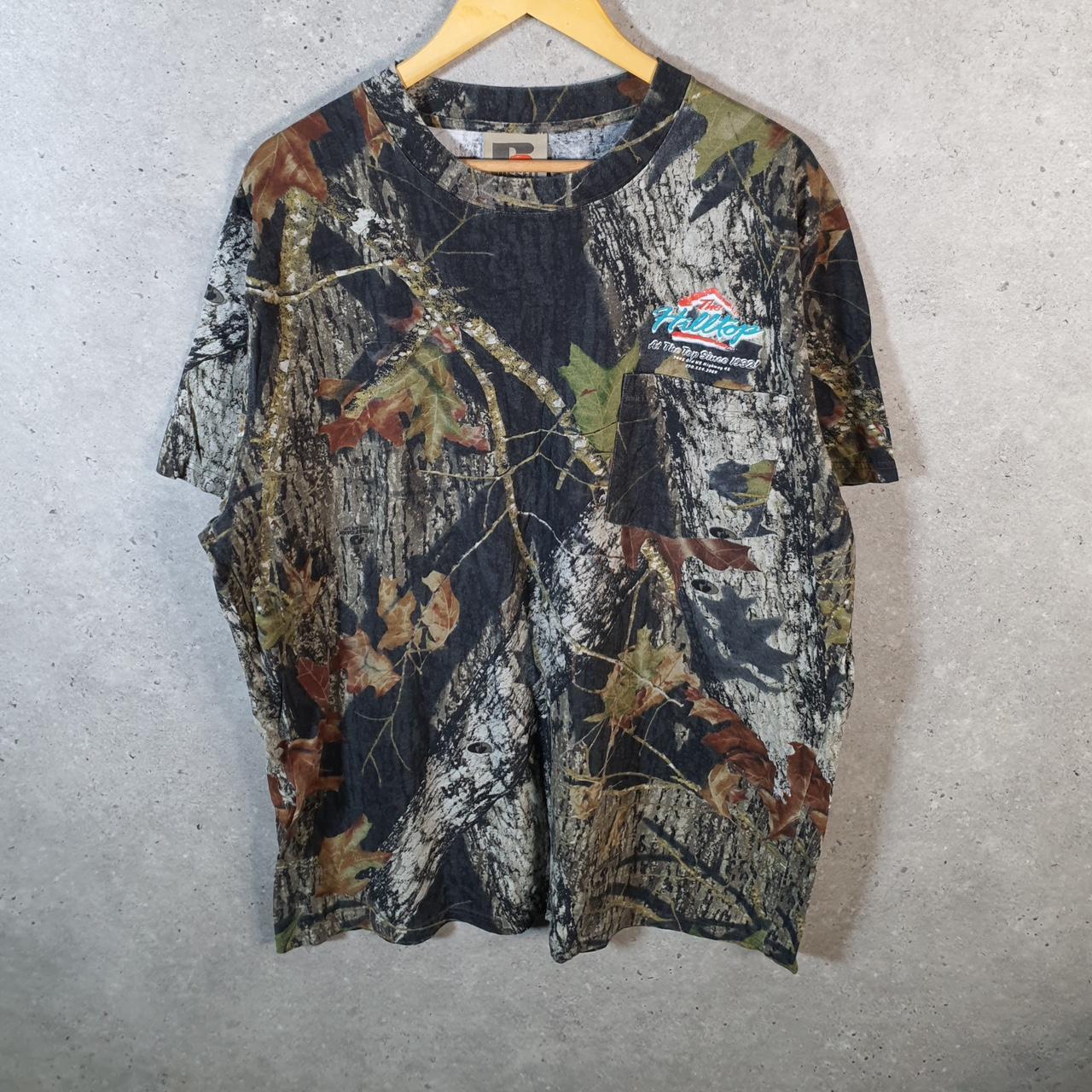 Vintage Russell Outdoors RealTree Camoflauge T Shirt Men’s XL Green Camo Short Sleeve