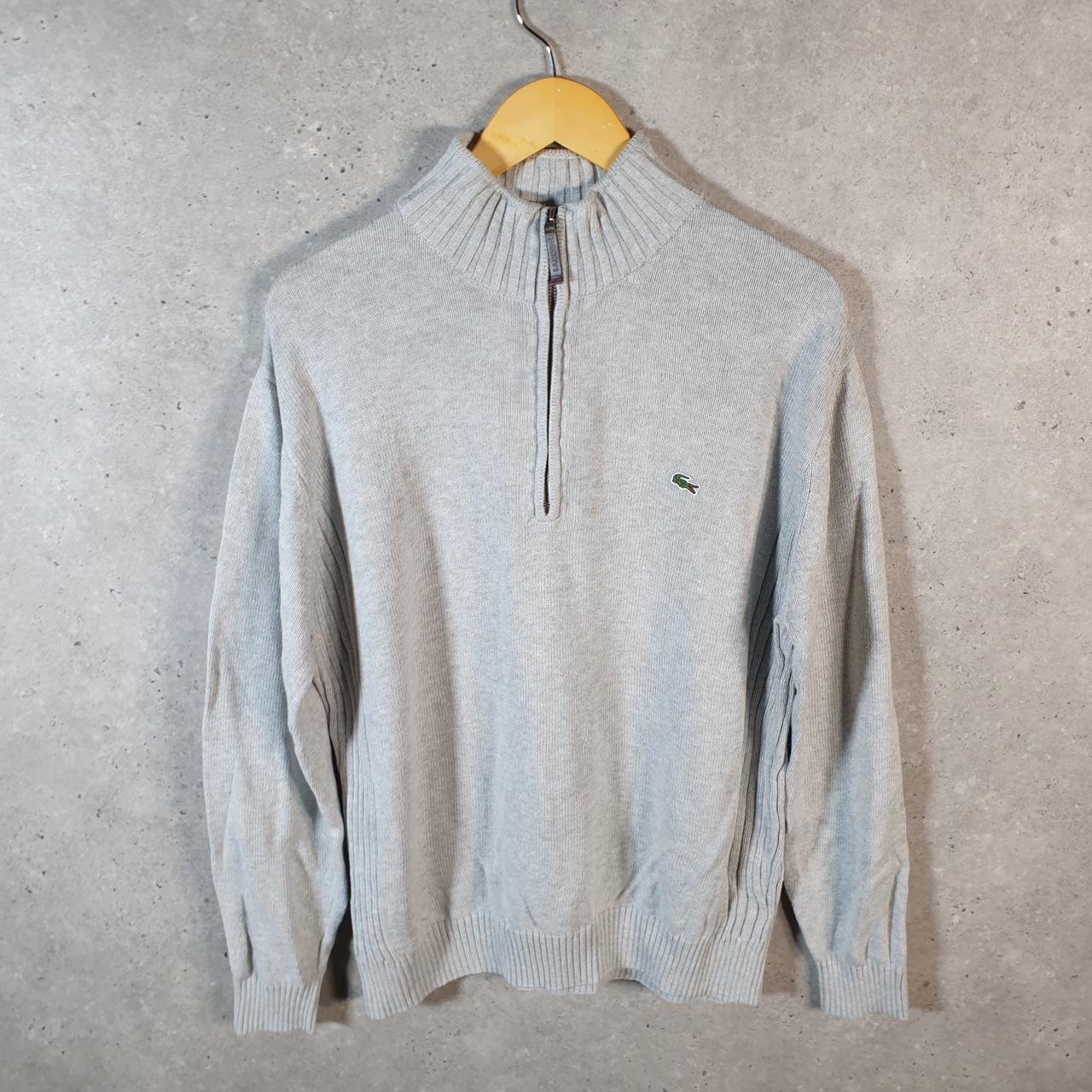 Vintage Lacoste Sweatshirt Men’s Large Grey 1/4 Zip Pullover Logo Y2K Jumper Logo Casual