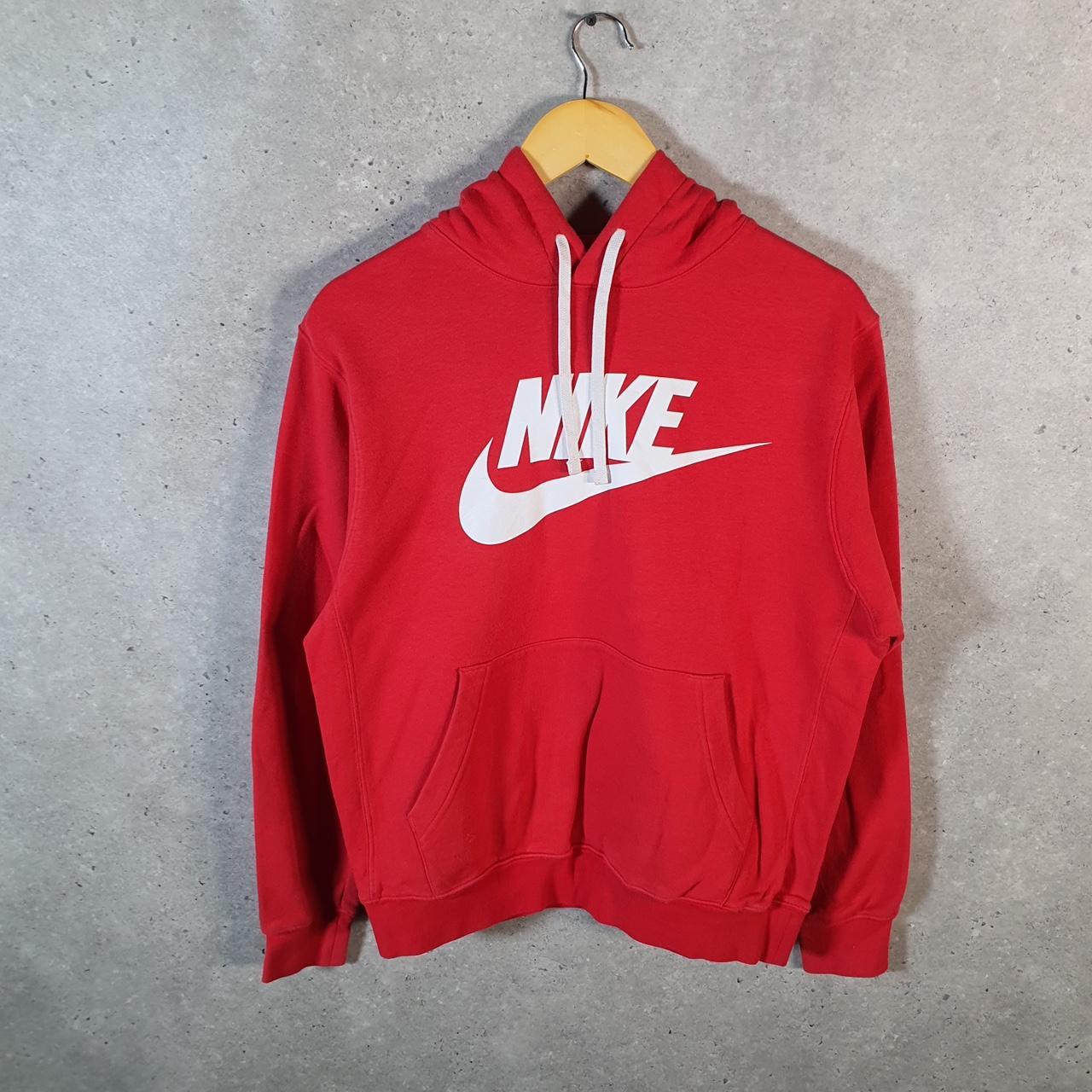 Vintage Nike Club Hoodie Men’s Small Red Swoosh Y2K Pullover