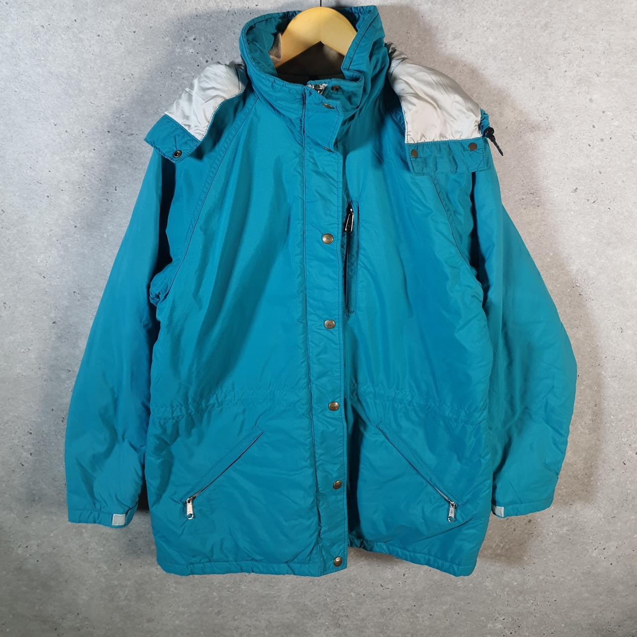 Vintage L.L. Bean Outdoors Nylon Jacket Womens Large Hooded Blue Waterproof