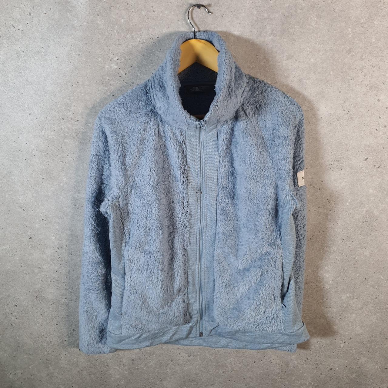 Vintage The North Face TNF Teddy Fleece Sweatshirt  Womens Medium Blue Full Zip Logo