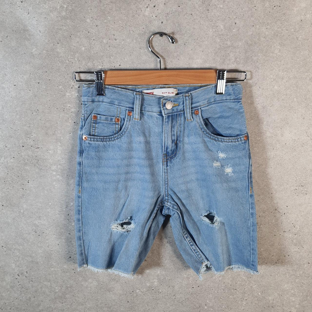 Vintage Levi’s 511 Cut Off Slim Shorts Jorts Cargo Womens W25 Blue Relaxed Denim