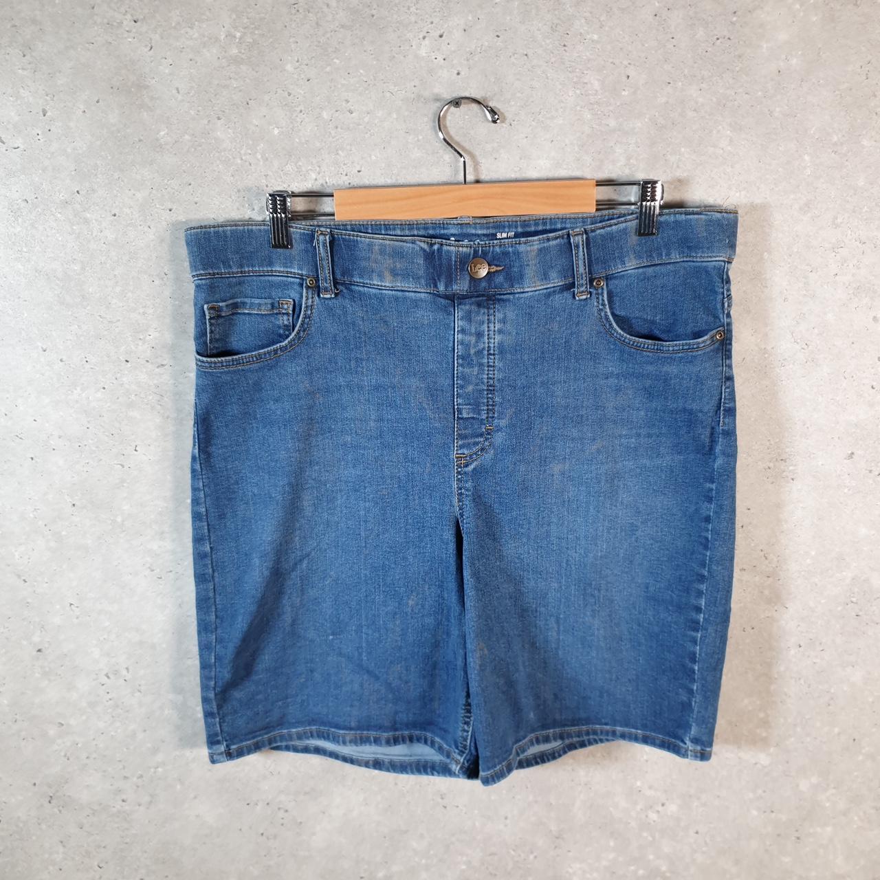 Vintage Lee Baggy Shorts Jorts Cargo Womens W38 Blue Relaxed Denim