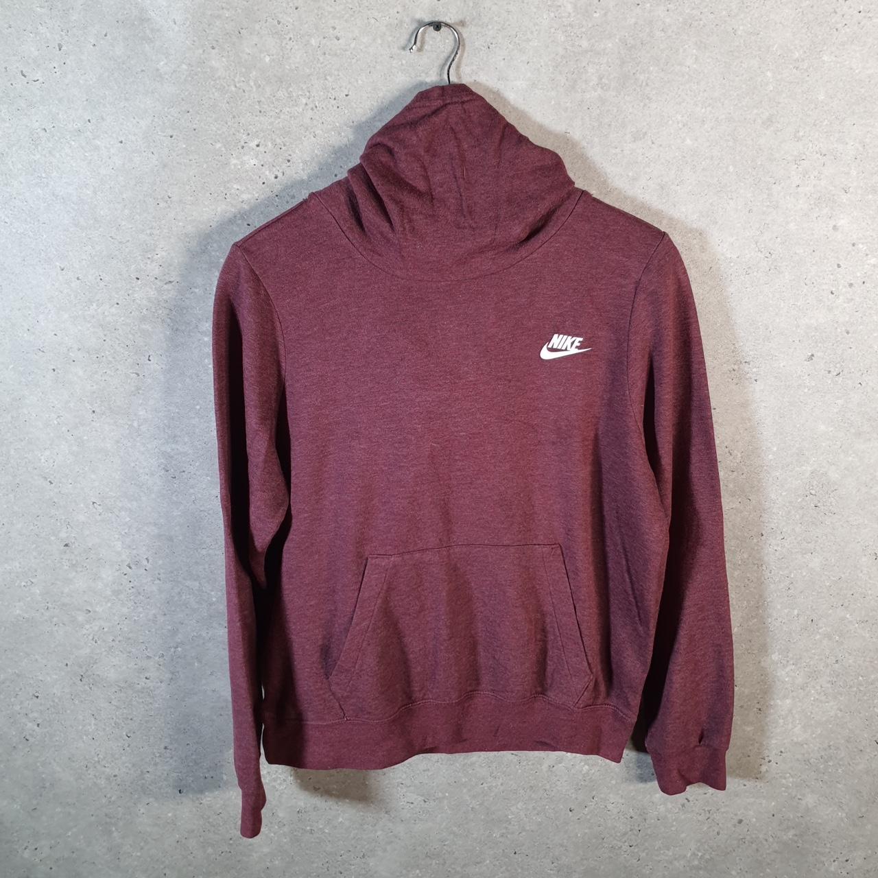 Vintage Nike Spellout Club Hoodie Womens Medium Burgundy Swoosh Y2K Pullover