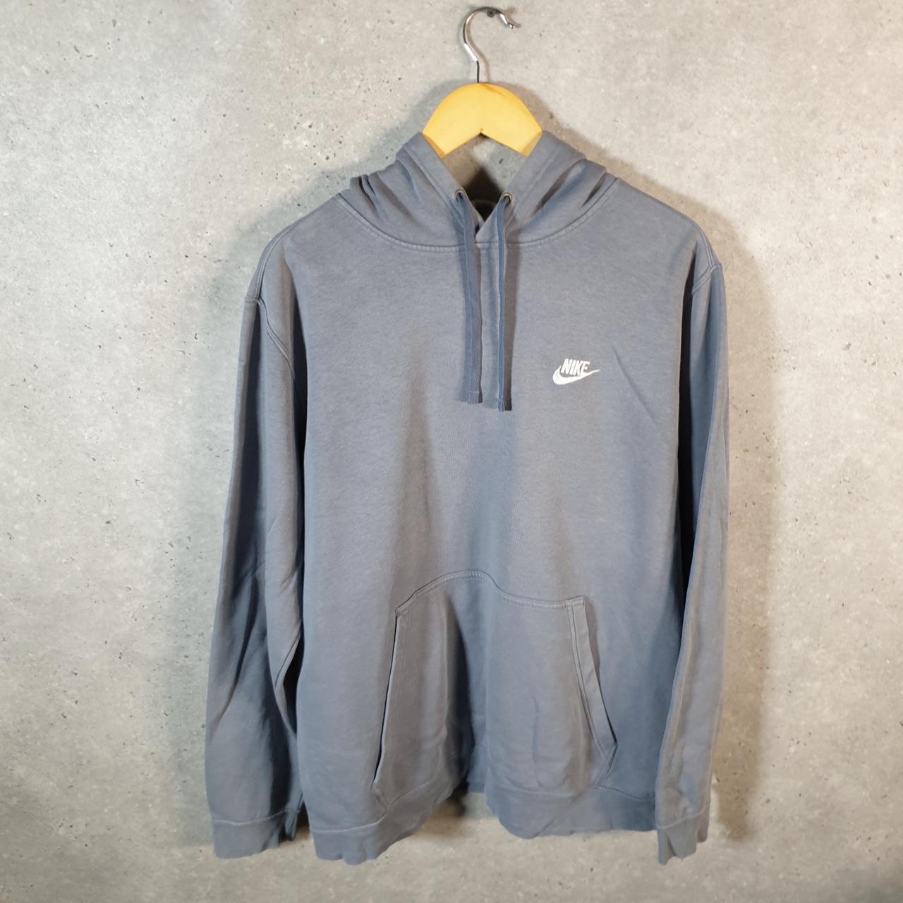 Vintage Nike Club Embroidered Hoodie Men’s XL Grey Swoosh Y2K Pullover