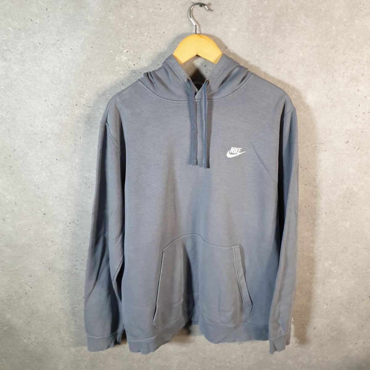 Vintage Nike Club Embroidered Hoodie Men’s XL Grey Swoosh Y2K Pullover