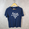 Vintage Adidas Play Like A Champion T Shirt Womens Large Blue Three Stripes Logo Athletic