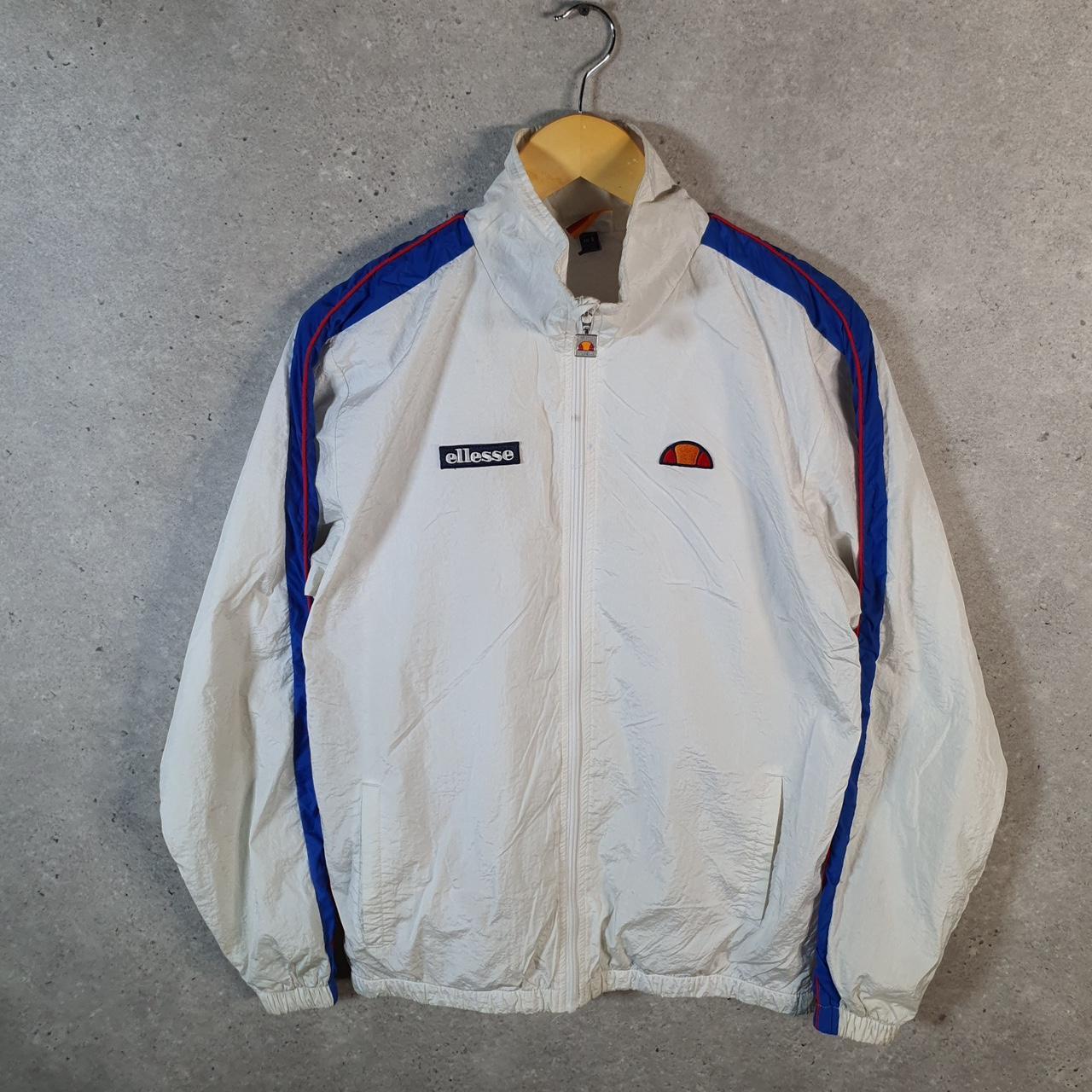 Vintage Ellesse Retro Windbreaker Track Jacket Mens Small White Full Zip