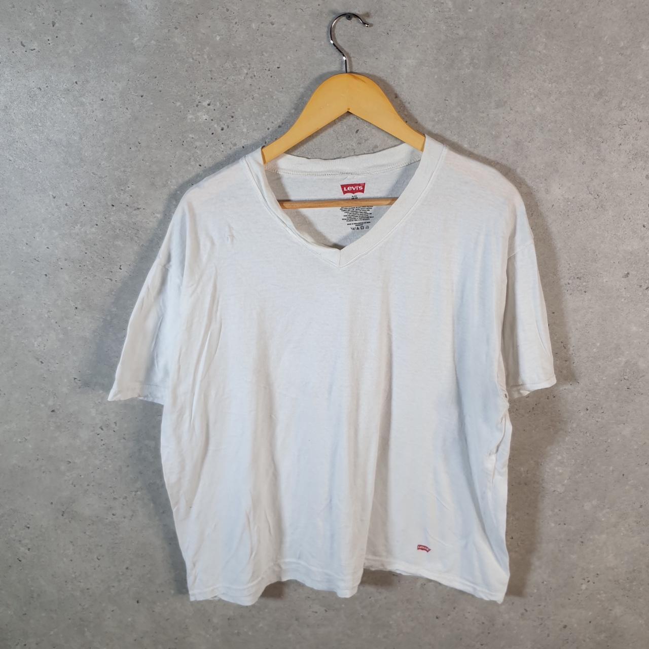 Vintage Levis Spellout T Shirt Shirt Men’s Medium White Logo Athletic Casual