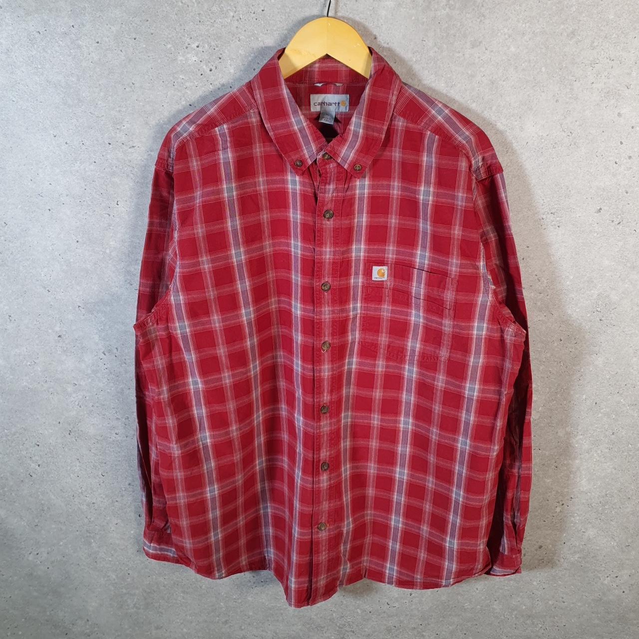 Vintage Carhartt Shirt Button Down Mens XL Red Long Sleeve Utility Relaxed Fit