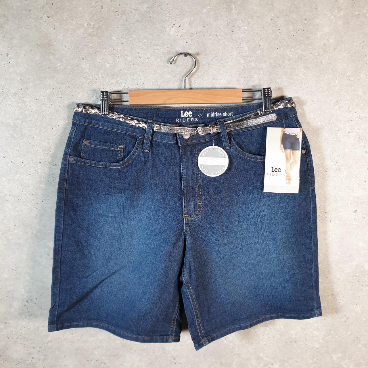 Vintage Lee Baggy Shorts Jorts Cargo Womens W36 Blue Relaxed Denim