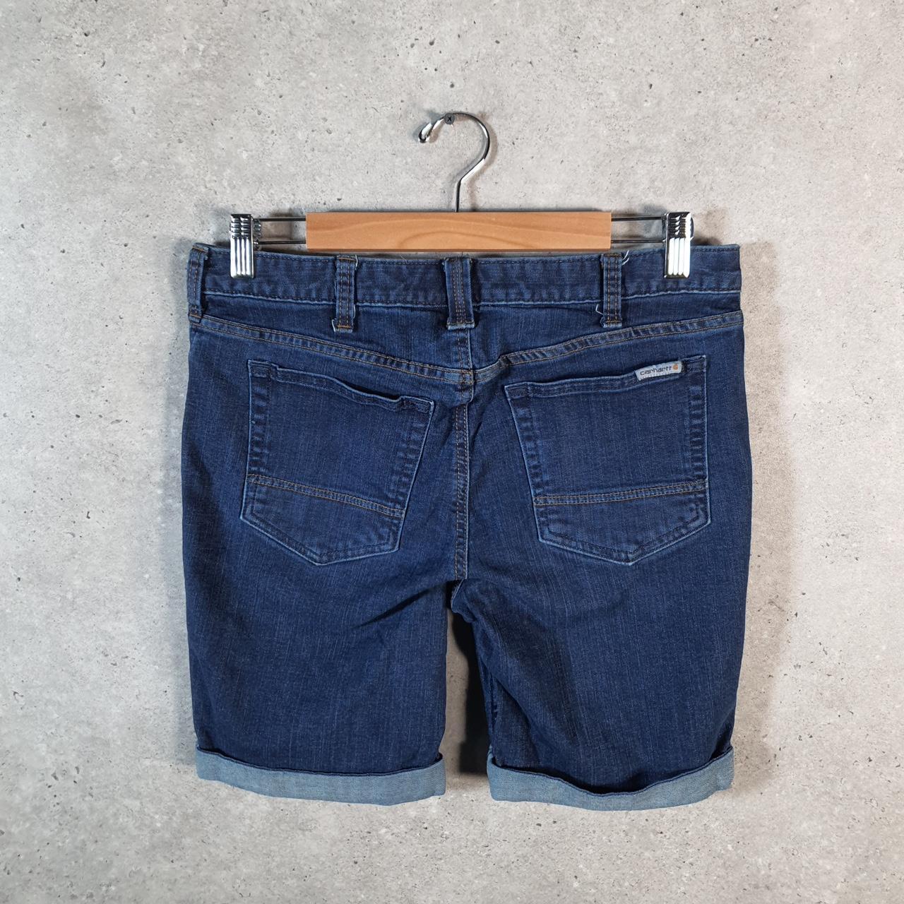 Vintage Carhartt Carpenter Shorts Jorts Cargo Womens W32 Blue Slim Fit Workwear A4709