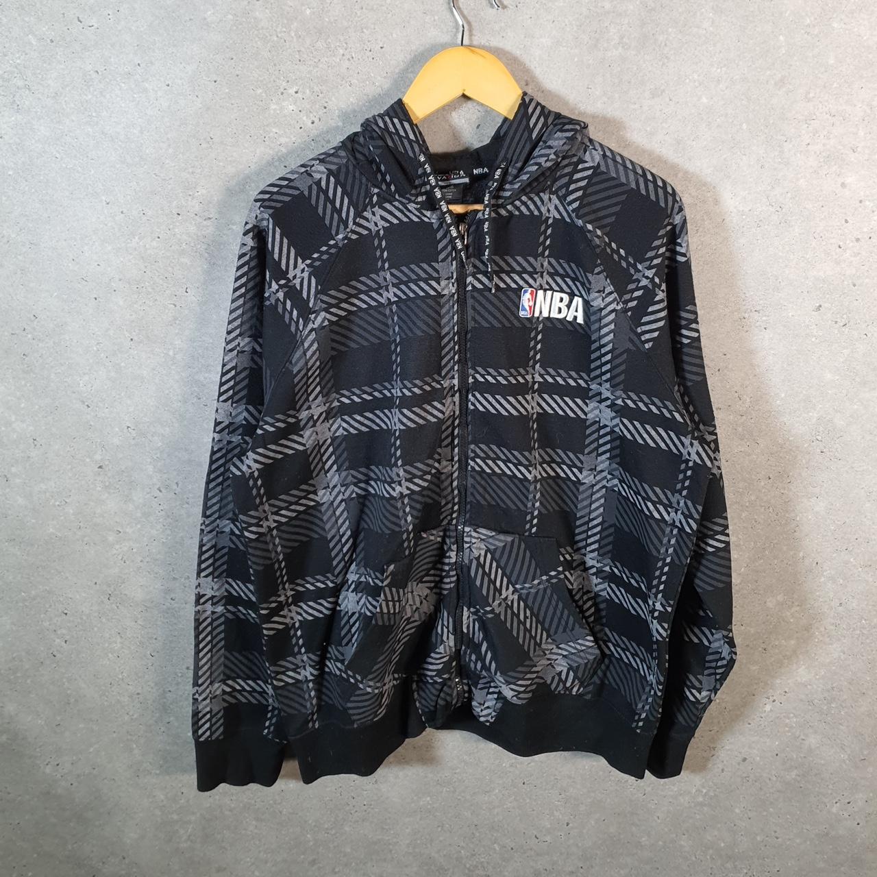 Vintage NBA Spellout Embroidered Hoodie Men’s XL Checkered Full Zip Pro Sport USA