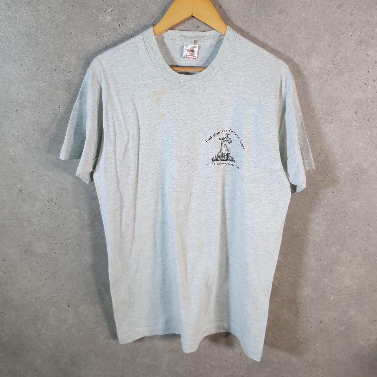 Vintage Fruit of the Loom Bird Watchers Orleans Cape Cod 90s Single Stitch T Shirt Men’s Large Grey C8745