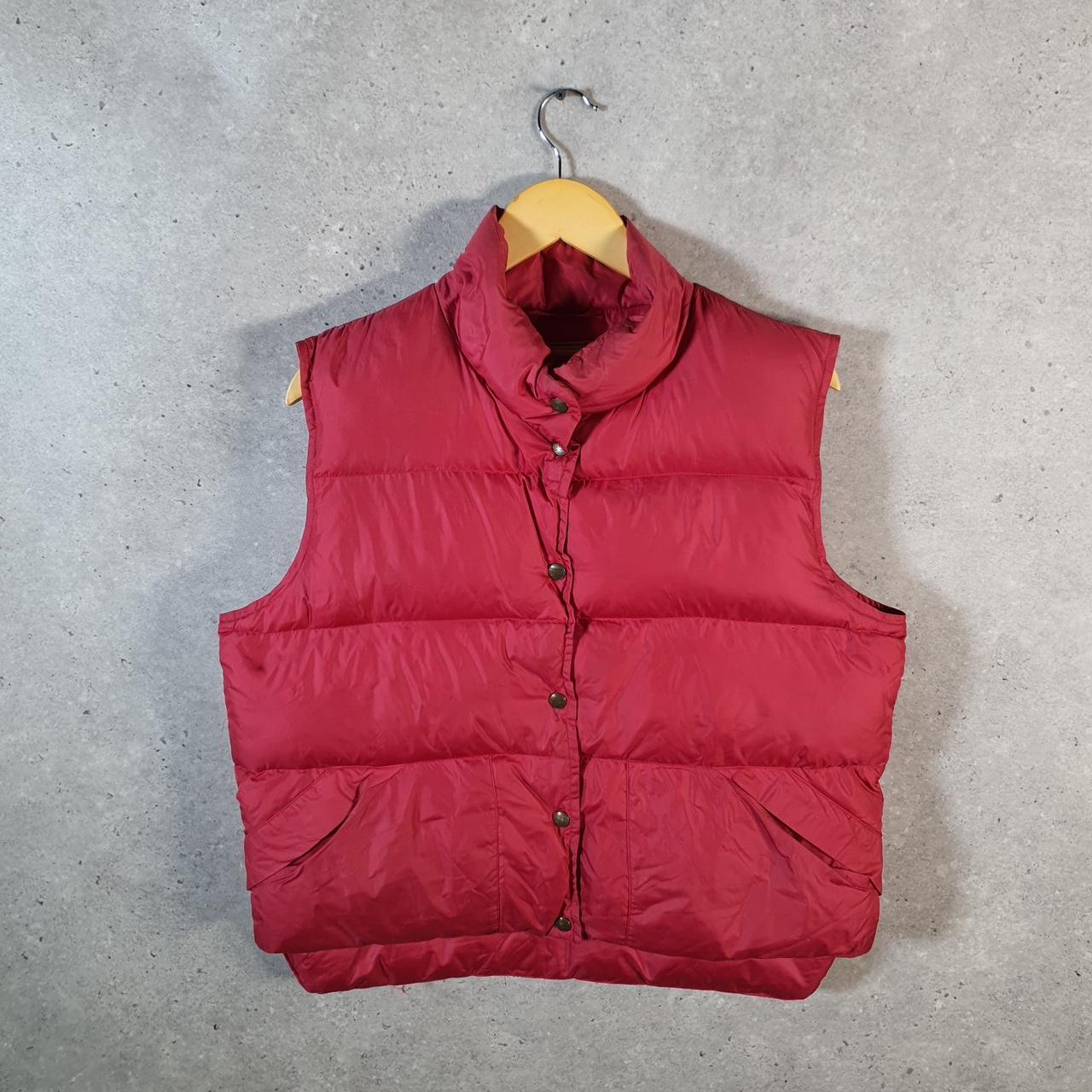 Vintage L.L. Bean Gilet Down Puffer Jacket Womens Medium Red Waterproof Shell