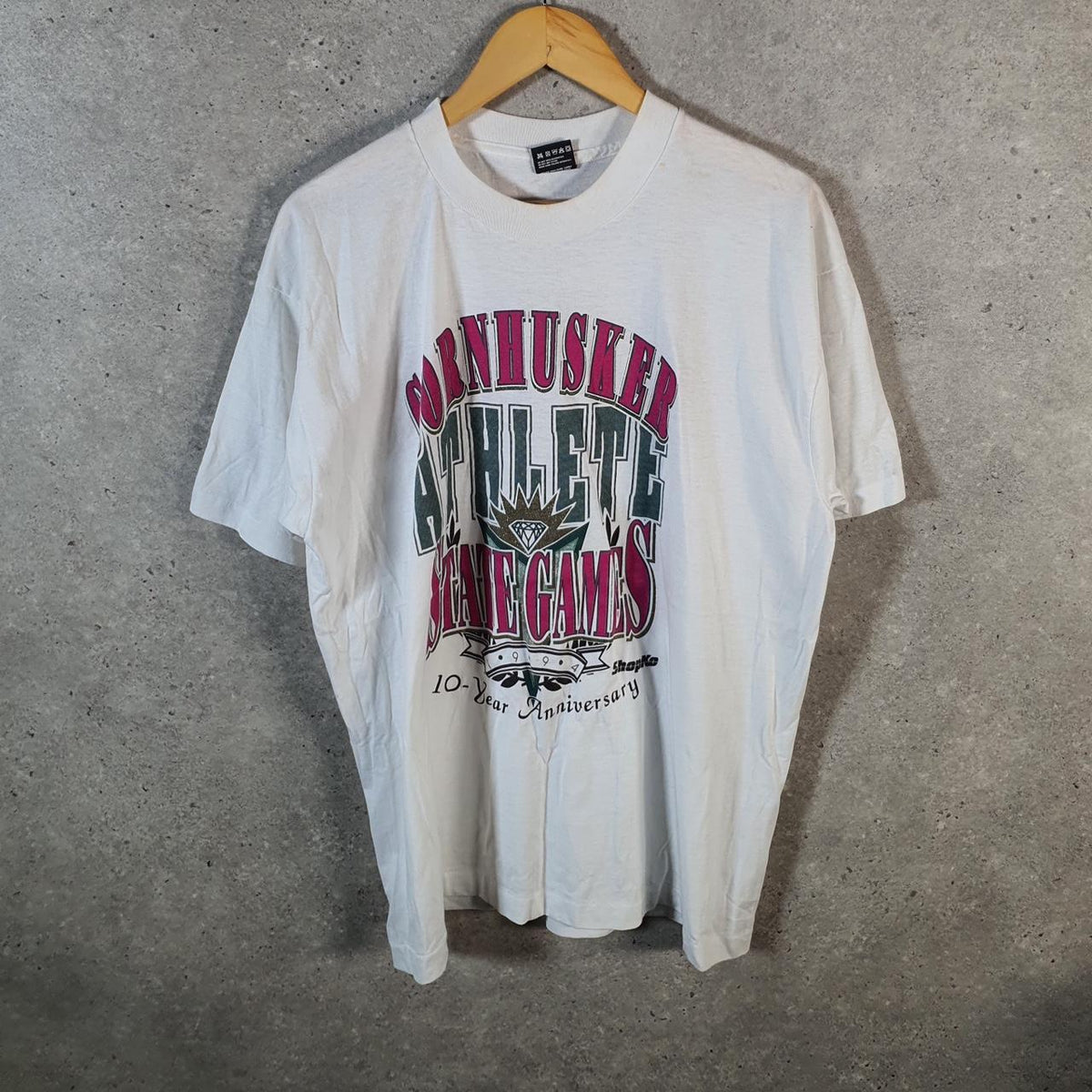 Vintage Best Fruit of the Loom Cornhusker 1994 Single Stitch T Shirt Men’s XL White Big Fish Vintage