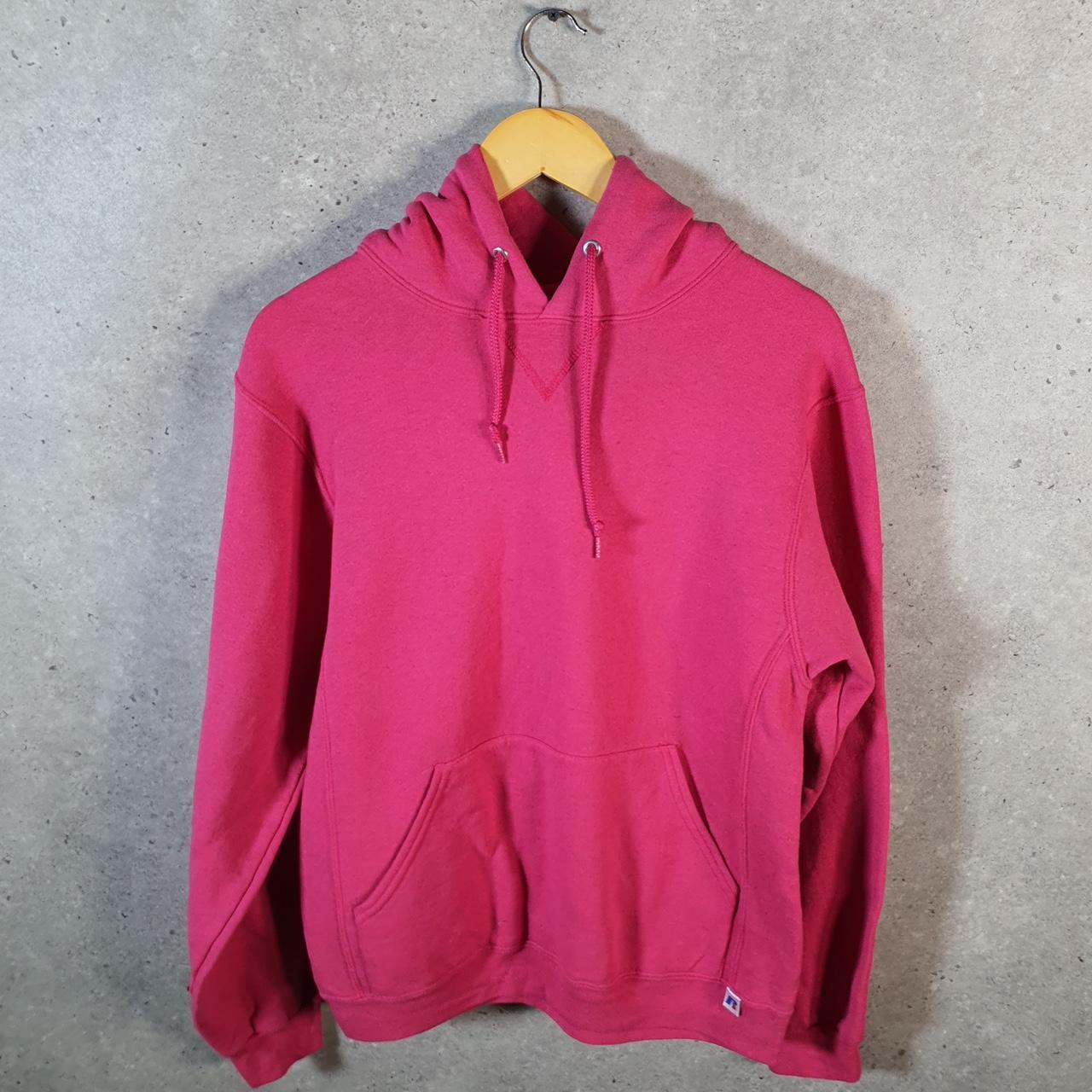 Vintage Russell Athletic Spellout Hoodie Womens Small Pink Pullover Baggy