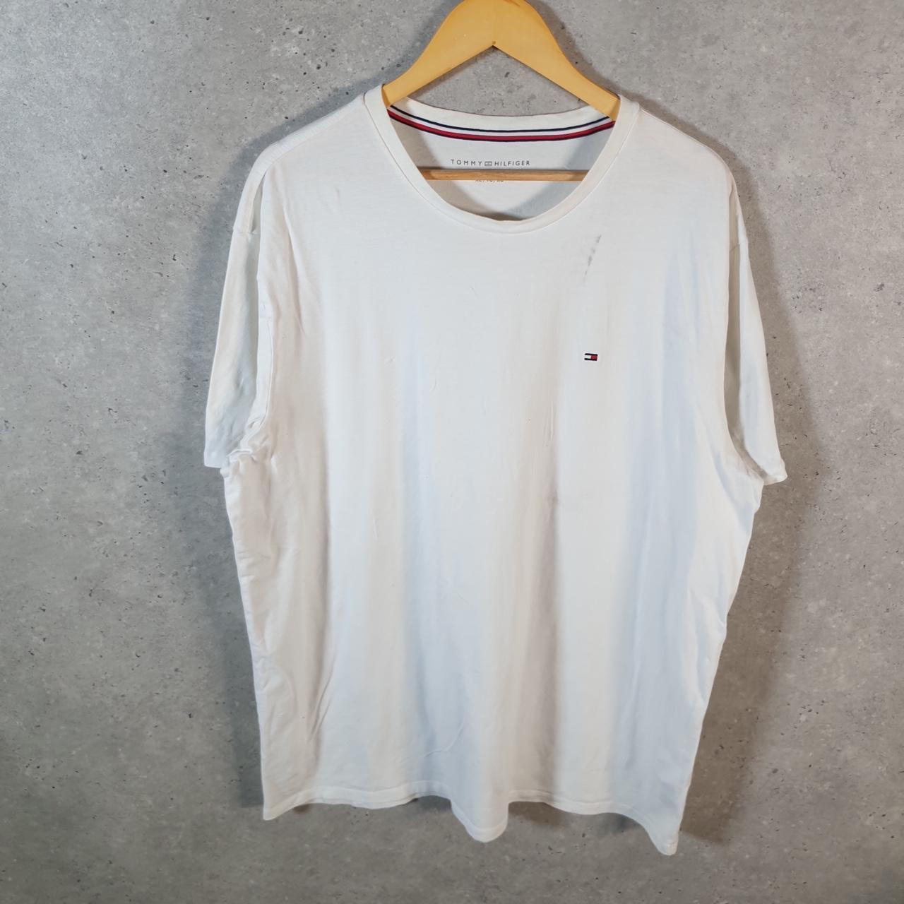 Vintage Tommy Hilfiger T Shirt Men’s XL White Spellout Embroidered Logo