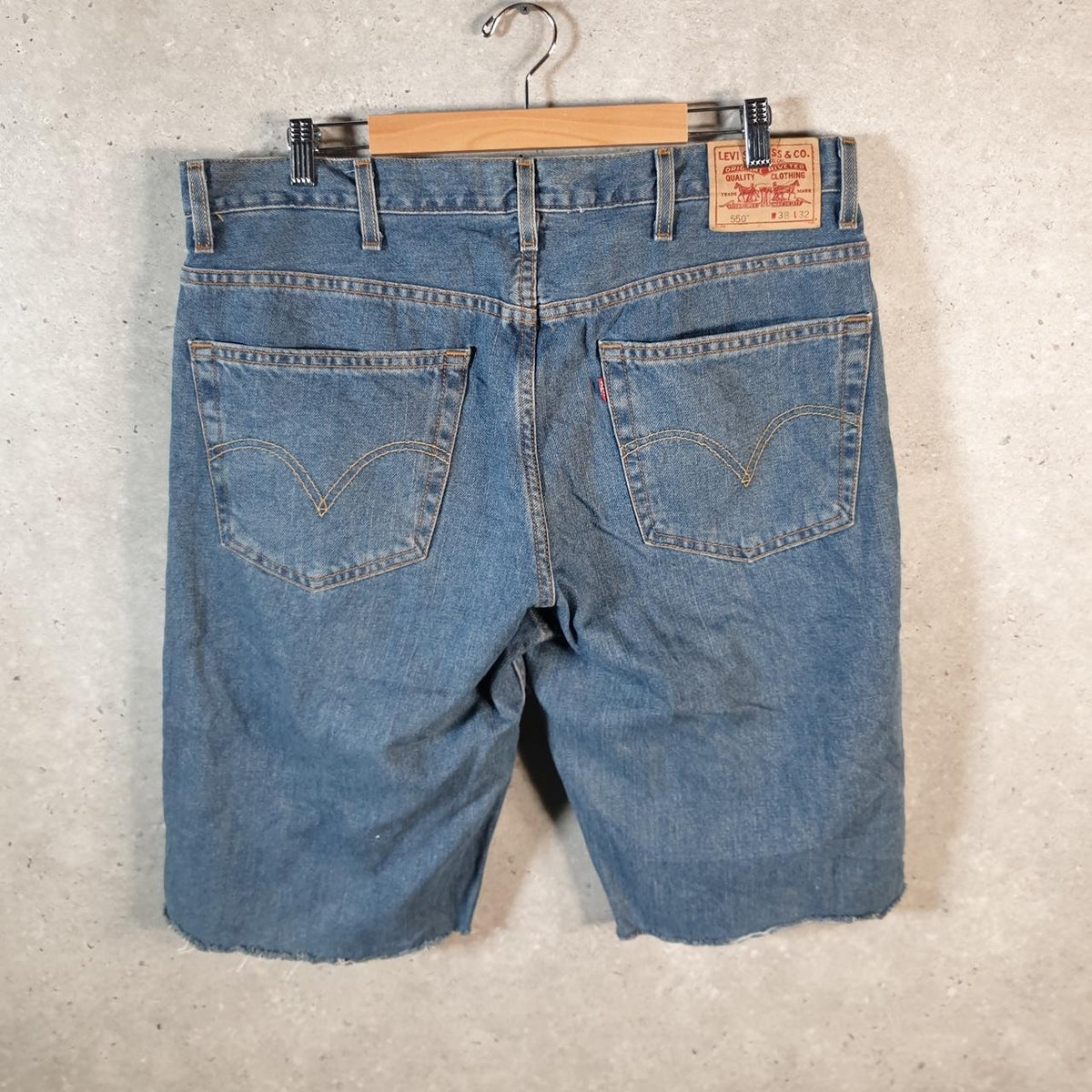 Vintage Levi’s 550 Baggy Shorts Jorts Cargo Mens W38 Blue Relaxed Denim