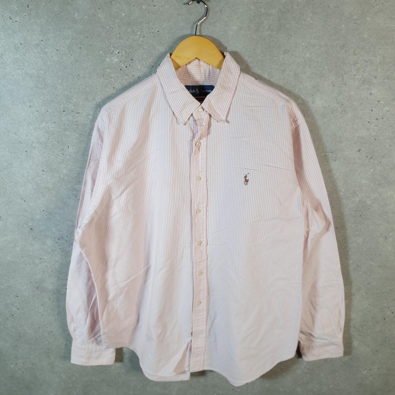 Vintage Ralph Lauren Button Down Shirt Men’s XL Pink Striped classic Fit Pony Cotton