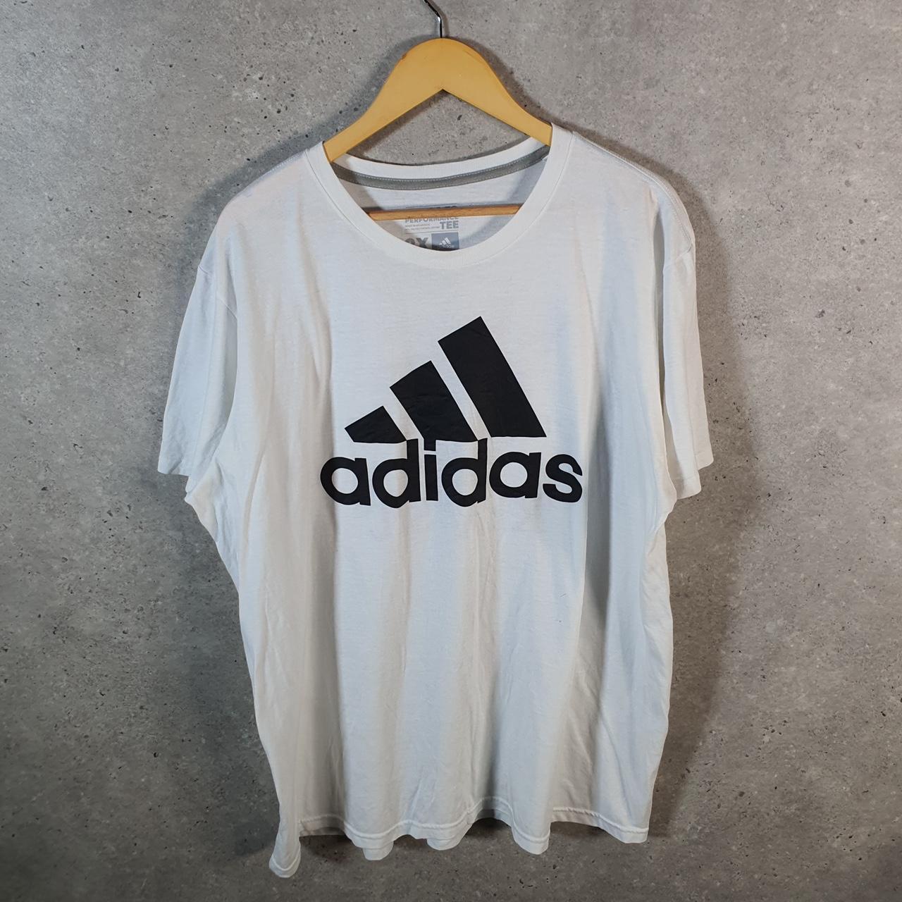 Vintage Adidas Go To Performance Tee T Shirt Men’s 2XL White Three Stripes Logo