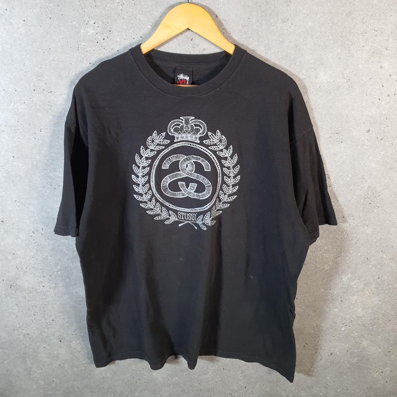 Vintage Stussy Spellout Printed T Shirt Men’s XL Black Graphic Short Sleeve