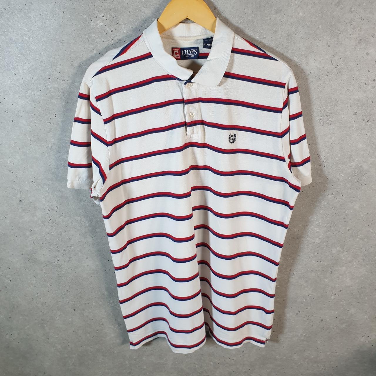 Vintage Chaps Ralph Lauren USA Shirt Men’s XL Striped White Cotton Custom Fit