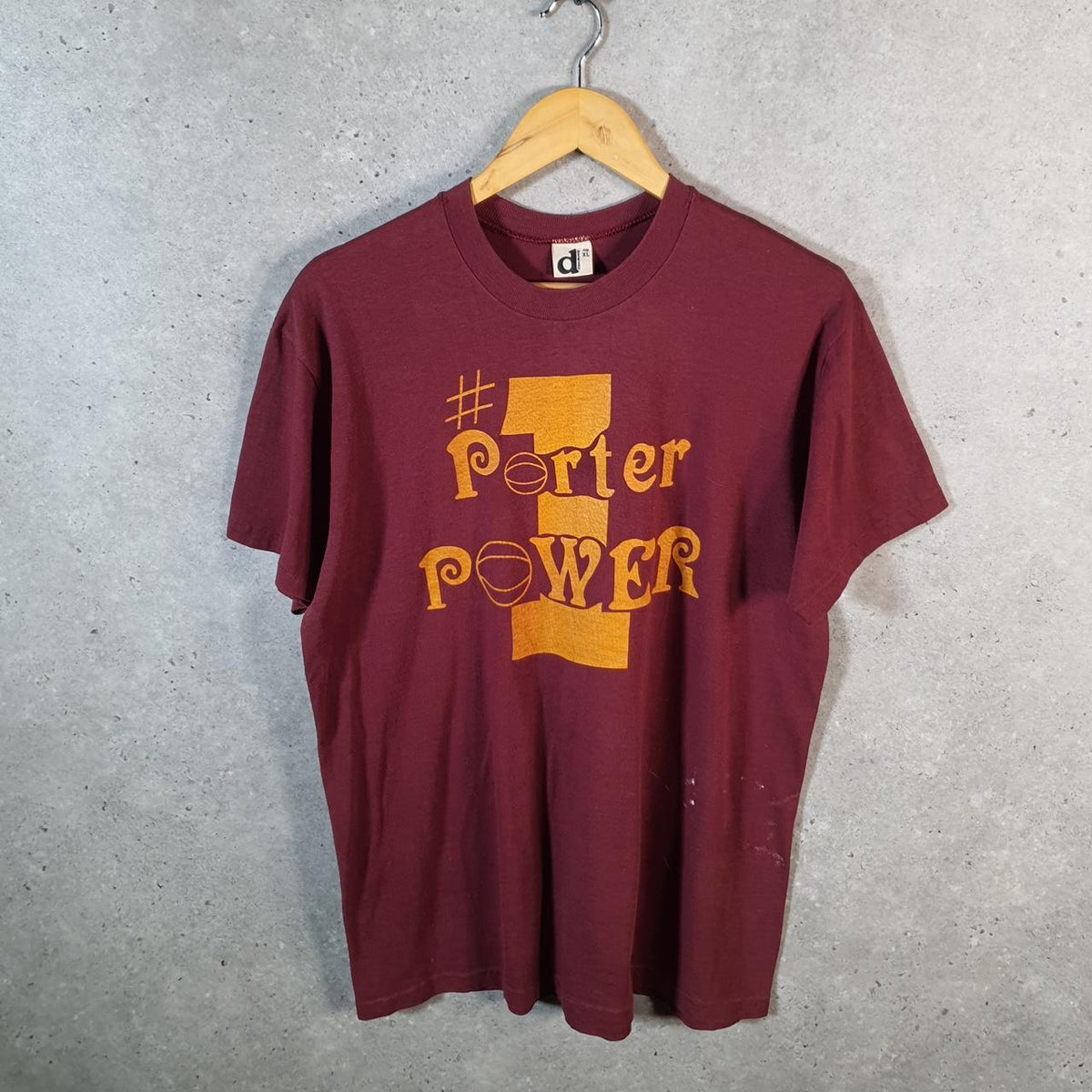 Vintage Downerwear Porter Power 90s USA Single Stitch T Shirt Men’s XL Burgundy Red