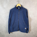 Vintage Carhartt Sweatshirt Mens Medium Navy Blue Full Zip Blank USA Original Fit