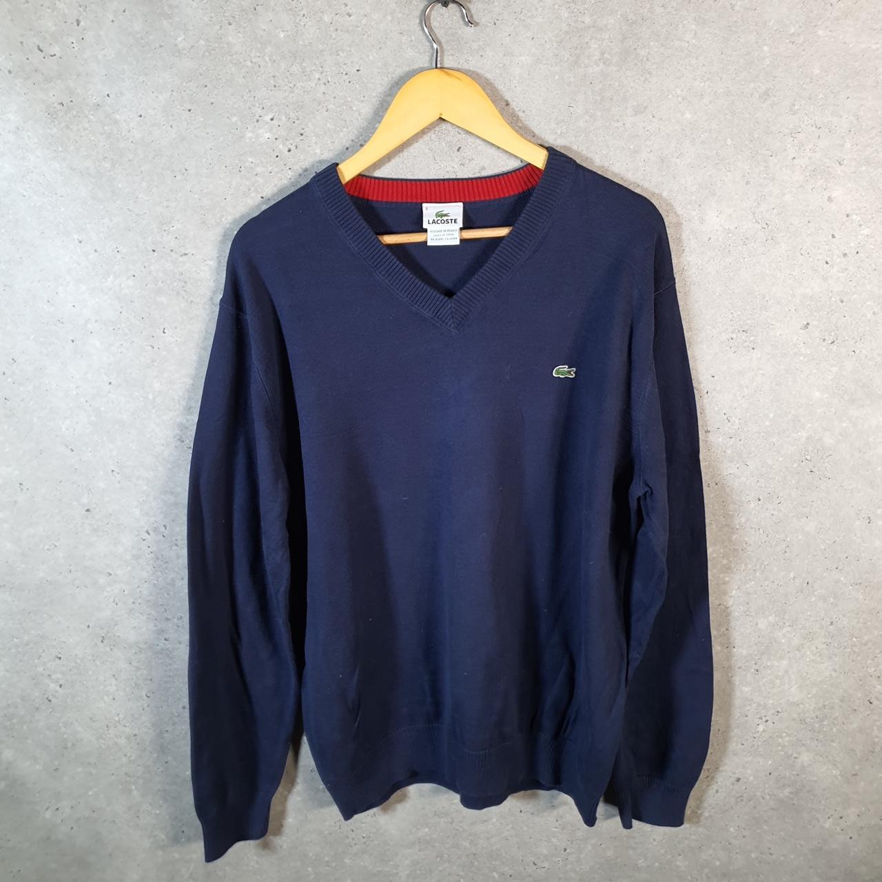 Vintage Lacoste Sweatshirt Men’s Large Navy Blue Pullover Logo Y2K Jumper Logo Casual
