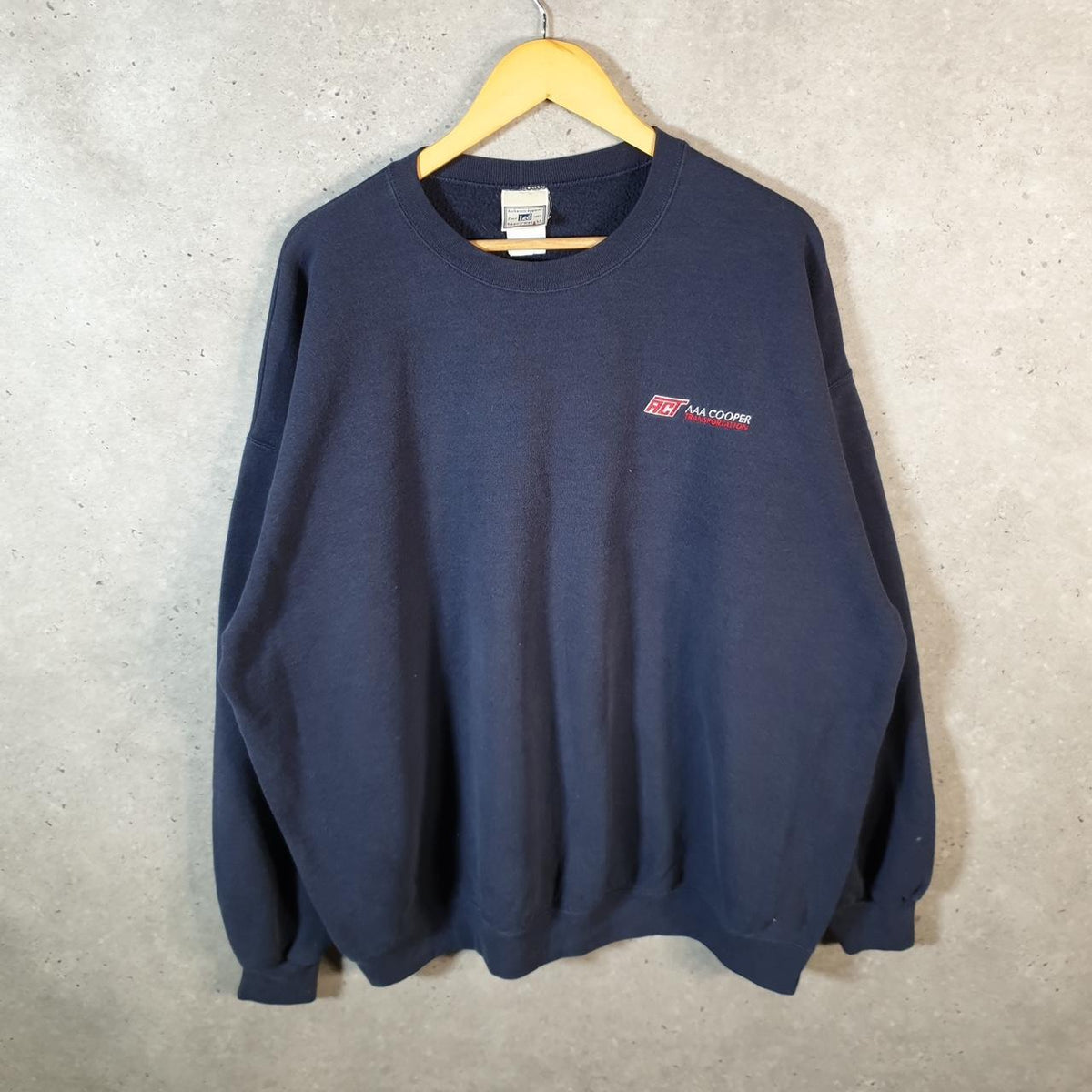 Vintage Lee Heavyweight Sweatshirt Men’s 2XL Navy Blue USA Pullover AAA Cooper Transportation