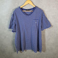 Vintage Ralph Lauren Polo T Shirt Men’s XL Blue Striped Embroidered Pony Classic Fit C9575