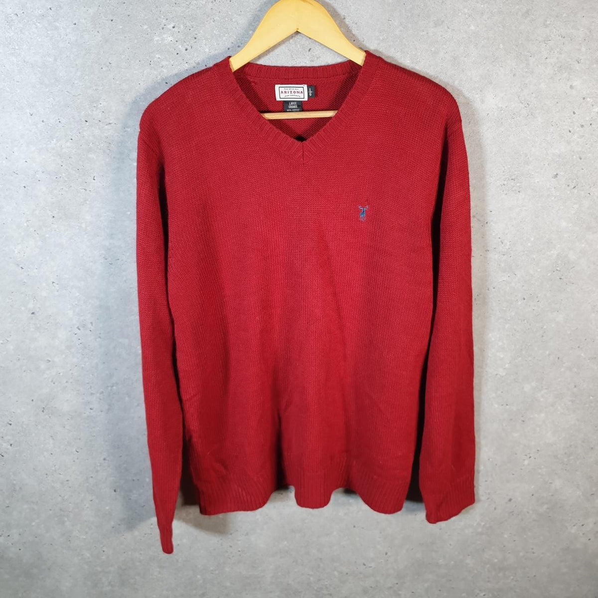 Vintage Arizona Jean Company Knit Sweater Men’s Large Red Y2K Pullover Casual