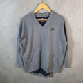 Vintage Nike Club Spellout Hoodie Men’s Medium Grey Swoosh Y2K Pullover