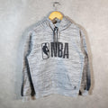 Vintage NBA Spellout Hoodie Men’s Small Grey Pullover Pro Sport USA