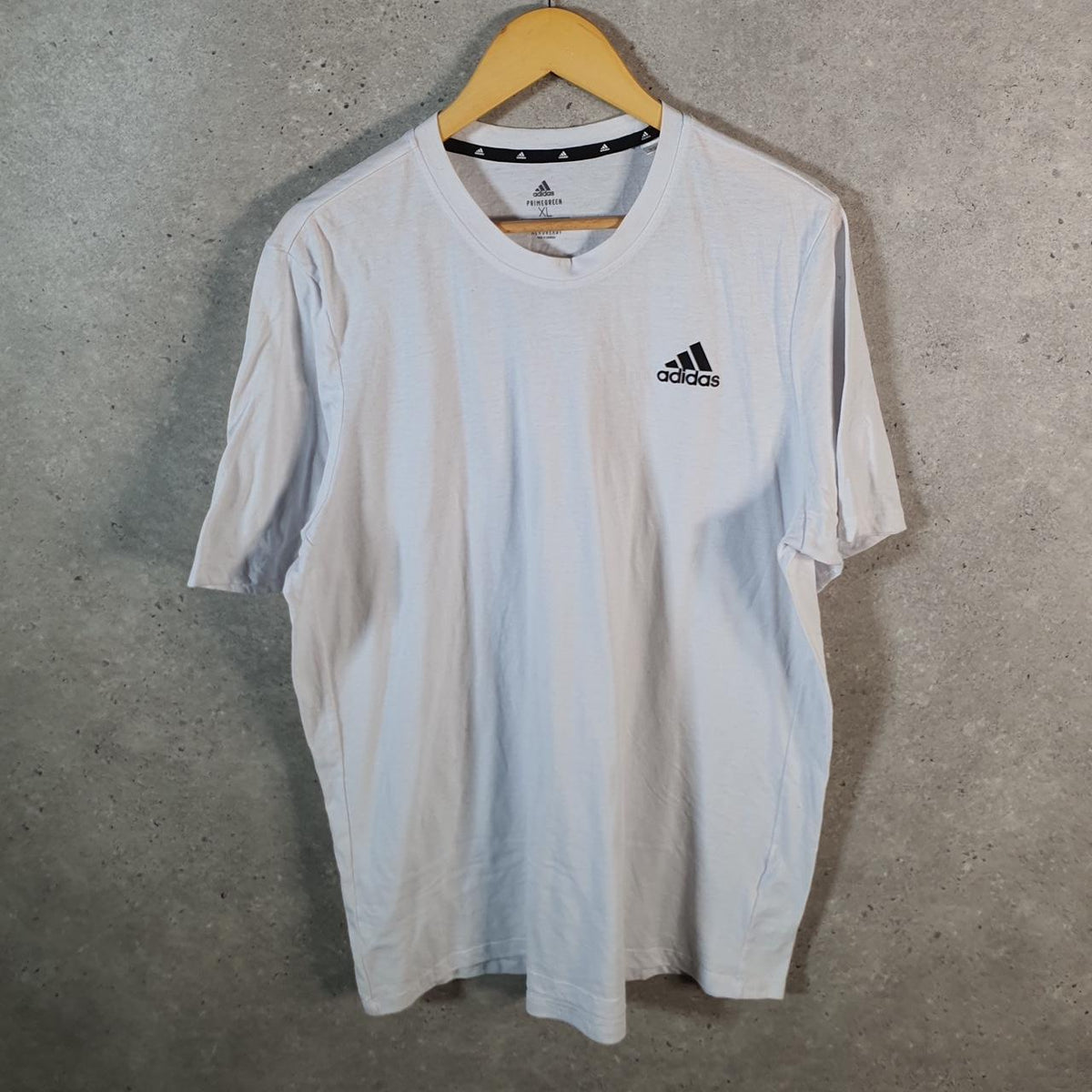 Vintage Adidas Primegreen AeroReady T Shirt Men’s XL White Three Stripes Logo Athletic