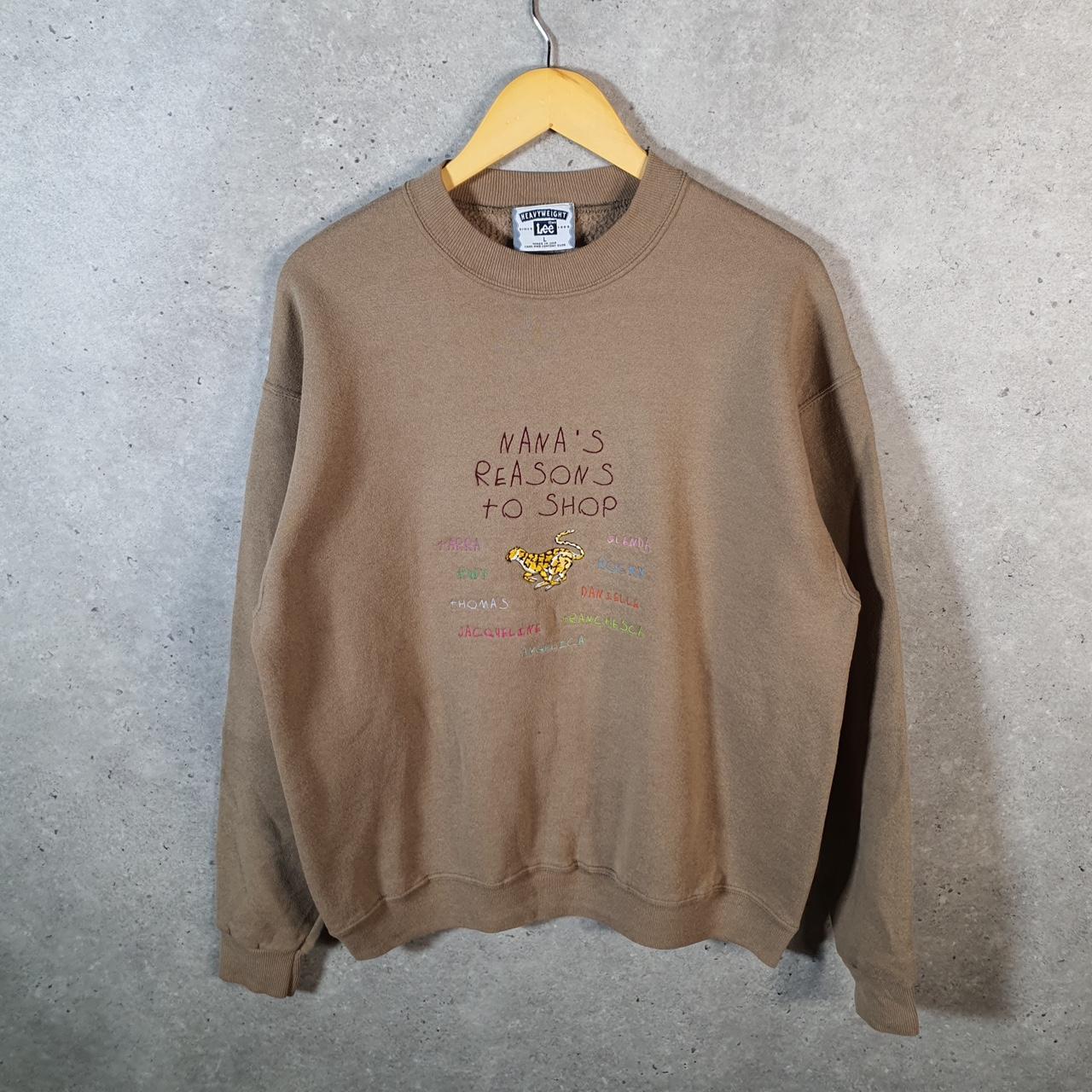 Vintage Lee Heavyweight Sweatshirt Men’s Large Brown USA Nanas Reason To Shop Embroidered
