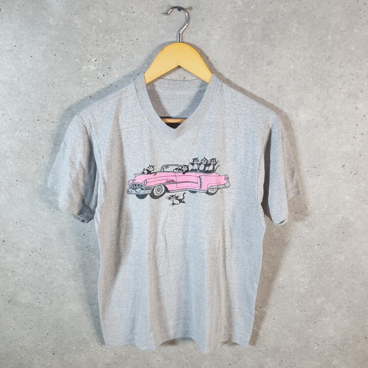 Vintage Cattilac Cadillac Graphic Car 90s USA Single Stitch T Shirt Men’s Small Grey