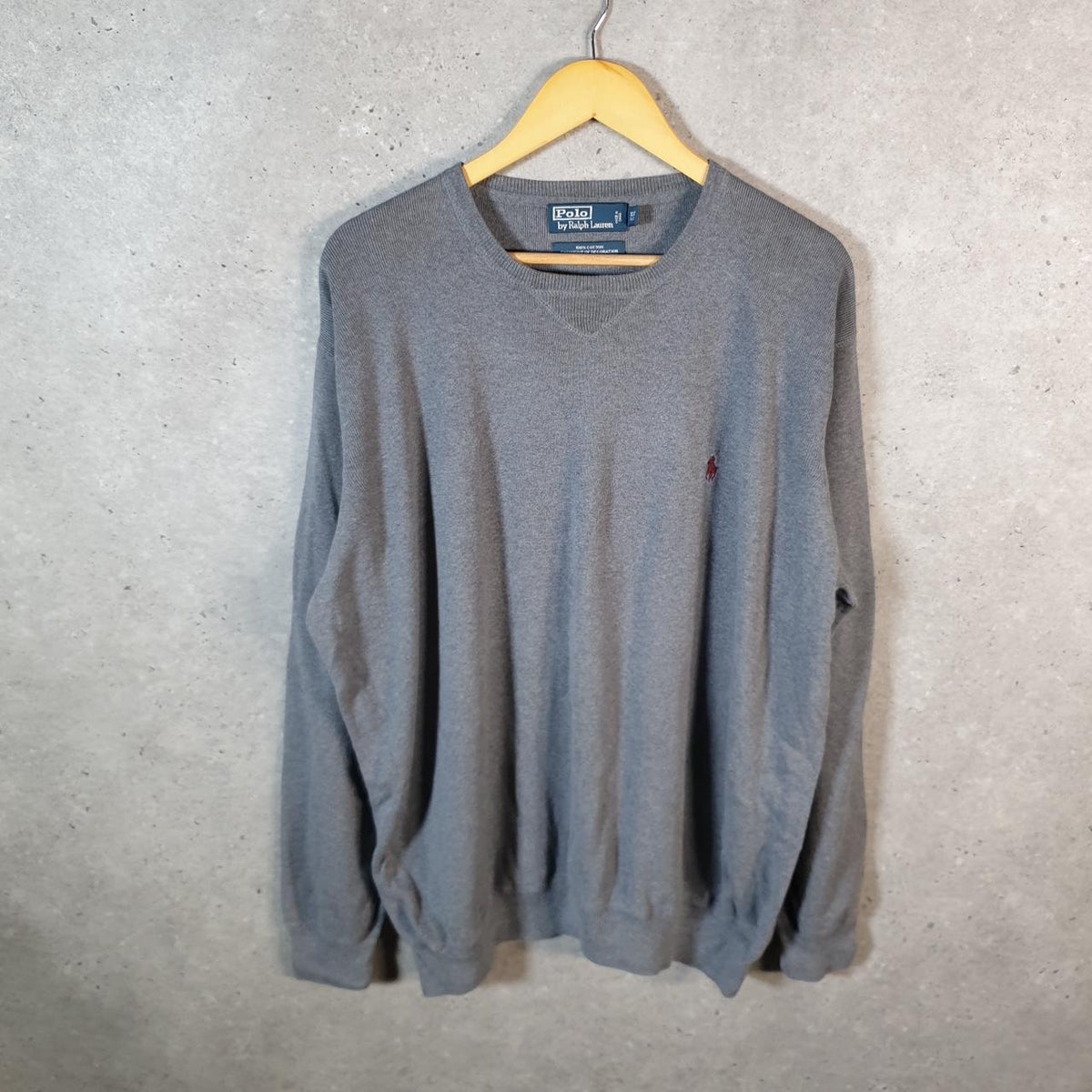 Vintage Ralph Lauren Polo Sweatshirt Men’s XL Tall Grey Cotton Pullover Pony