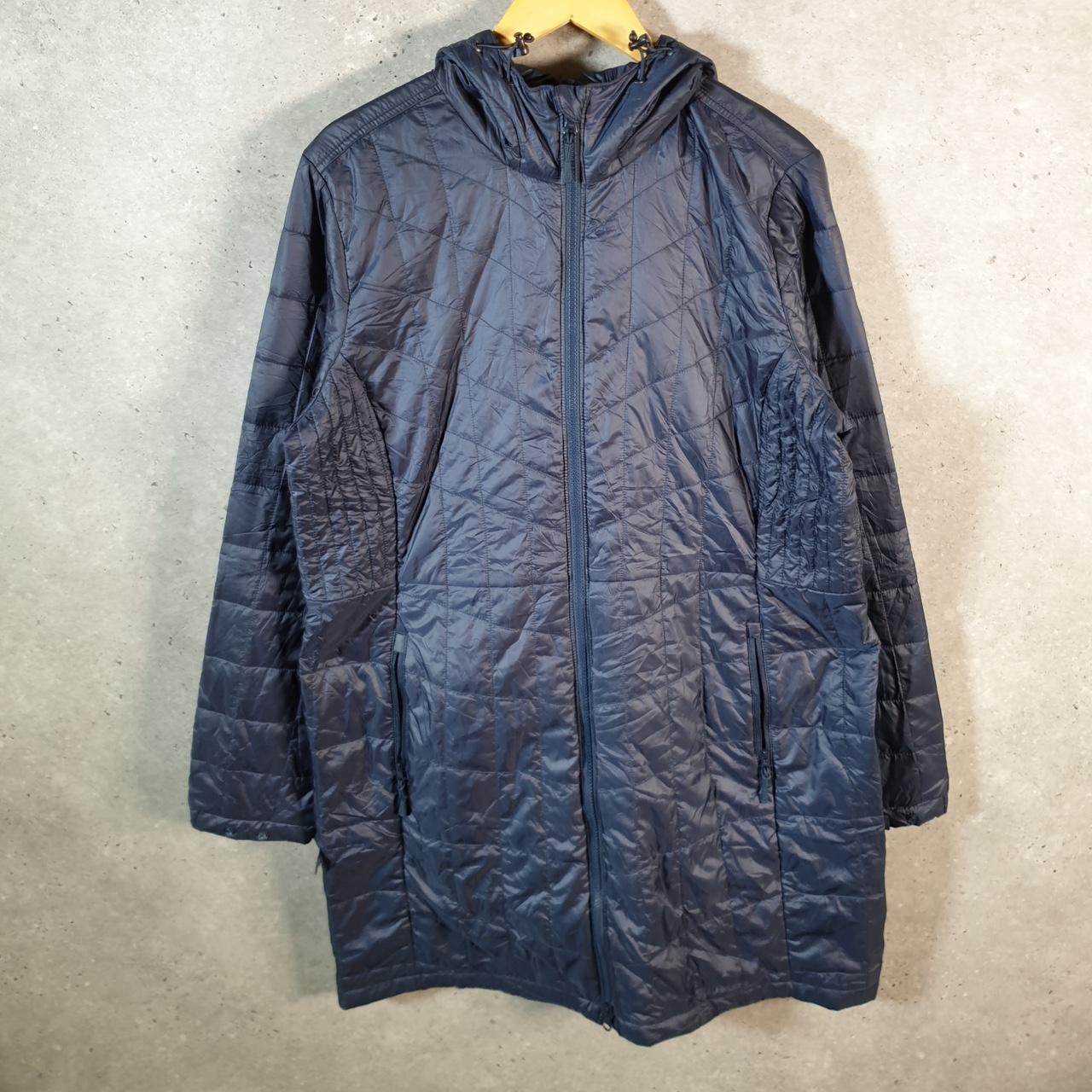 Vintage L.L. Bean Puffer Jacket Womens XL Navy Blue Hooded Waterproof Shell