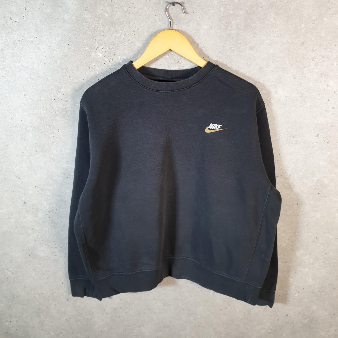 Vintage Nike Club Embroidered Sweatshirt Mens Medium Black Y2K Pullover Logo