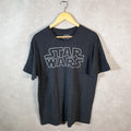 Vintage Star Wars Movie T Shirt Shirt Men’s Large Grey Logo Graphic Spellout C9595